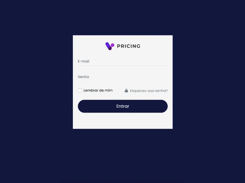 Tela de login do sistema Valencio Pricing